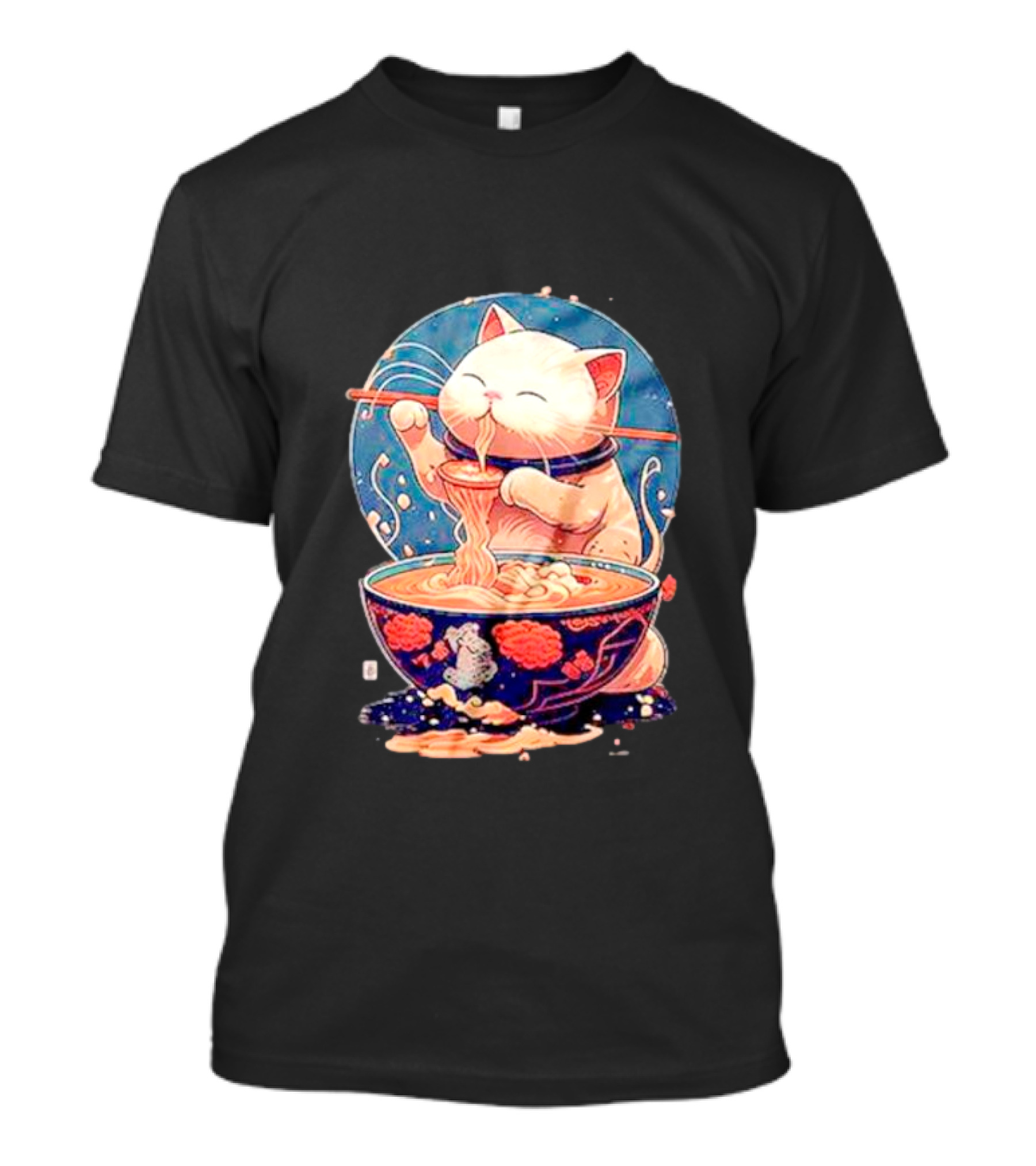 Kawaii Cat Noodle Delight Ramen Bowl T-Shirt
