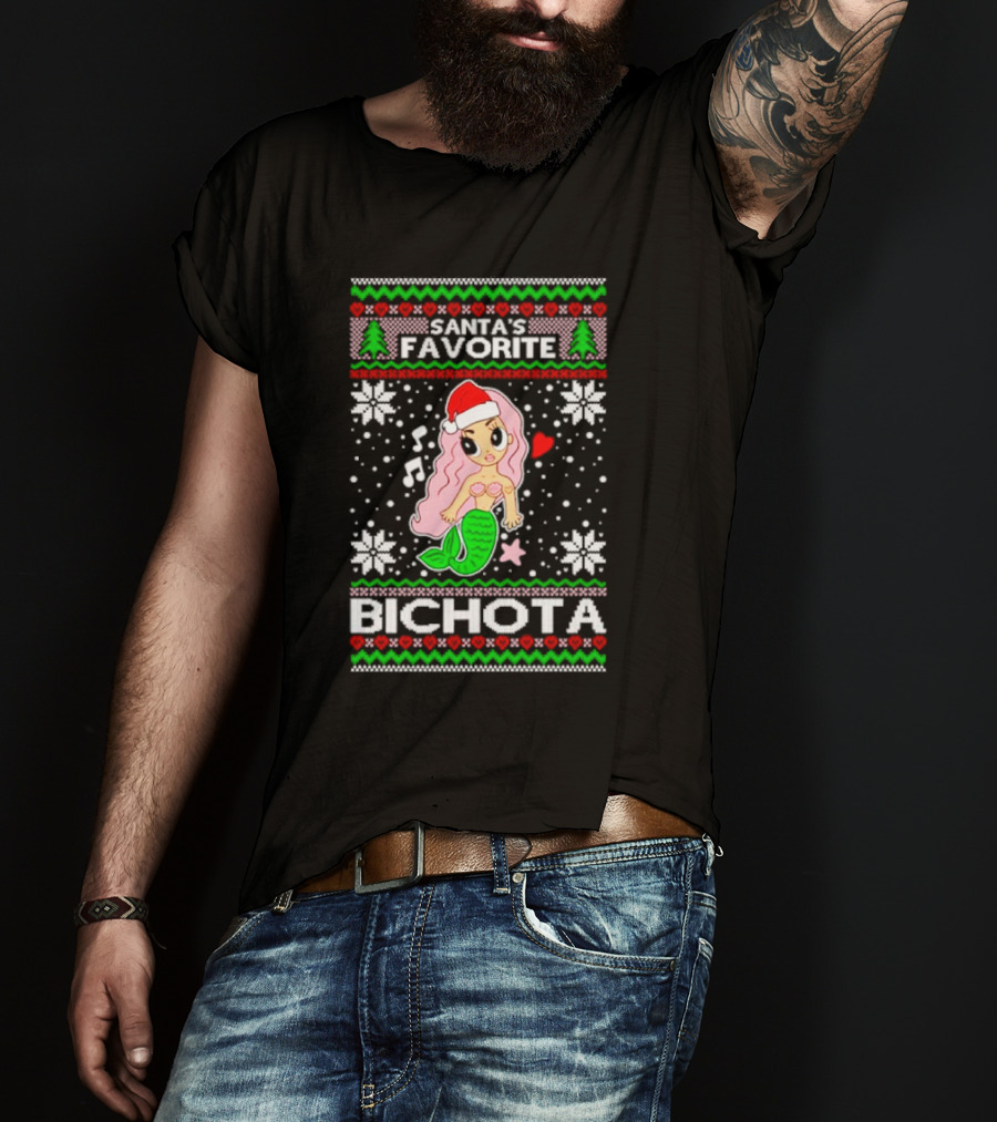 Santa's Favorite Bichota Mermaid Christmas T-Shirt