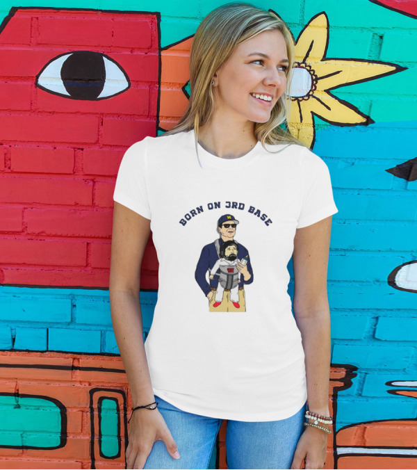 Michigan Wolverines Born On 3rd Base Coach Baby Carrier T-Shirt
