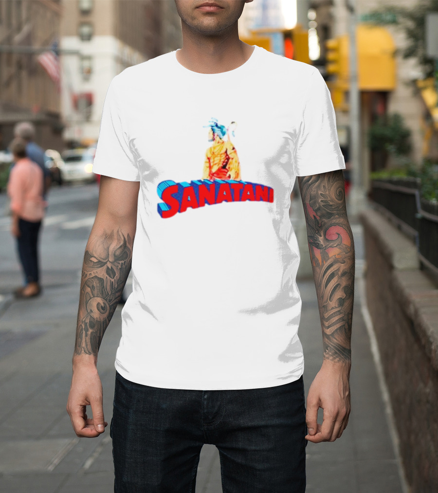 Sanatani Warrior Artwork Featuring Traditional Figure T-Shirt