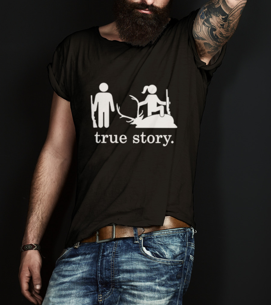 Hunting True Story Deer Silhouette With Rifle Icons T-Shirt