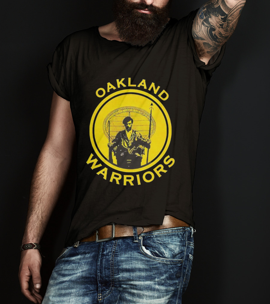 Oakland Warriors Huey Newton Chair Emblem T-Shirt