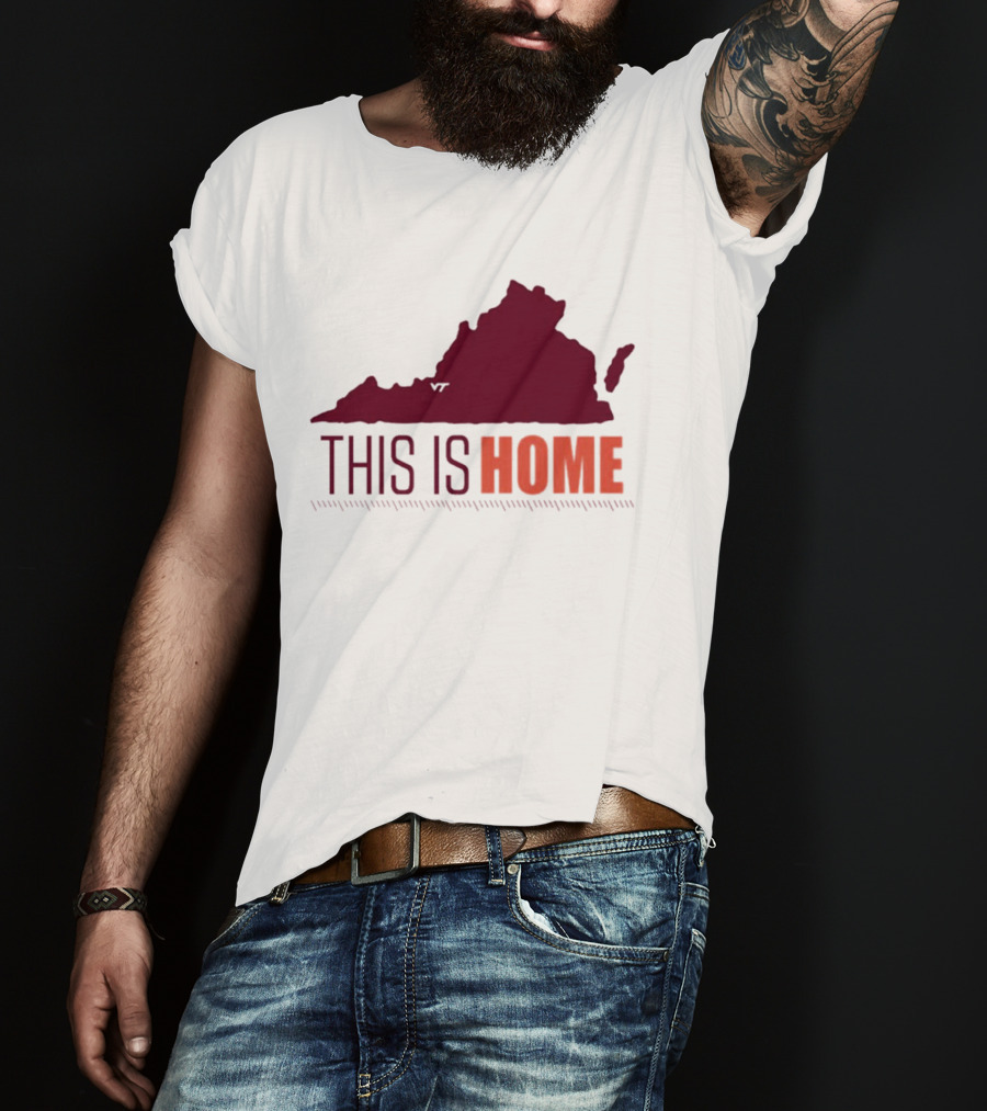 Virginia Tech Football This Is Home Virginia Map T-Shirt