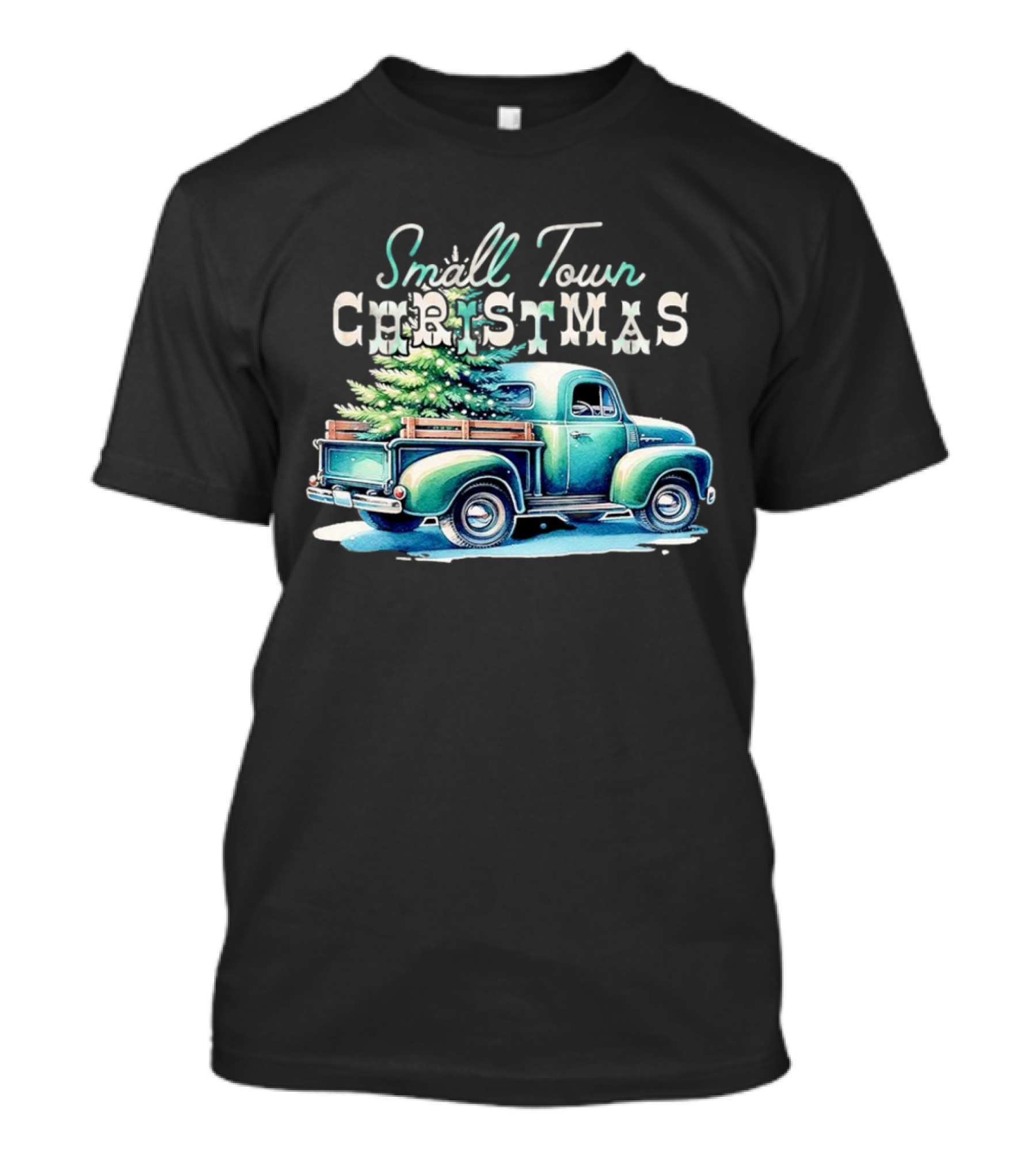 Small Town Christmas Vintage Truck And Tree T-Shirt