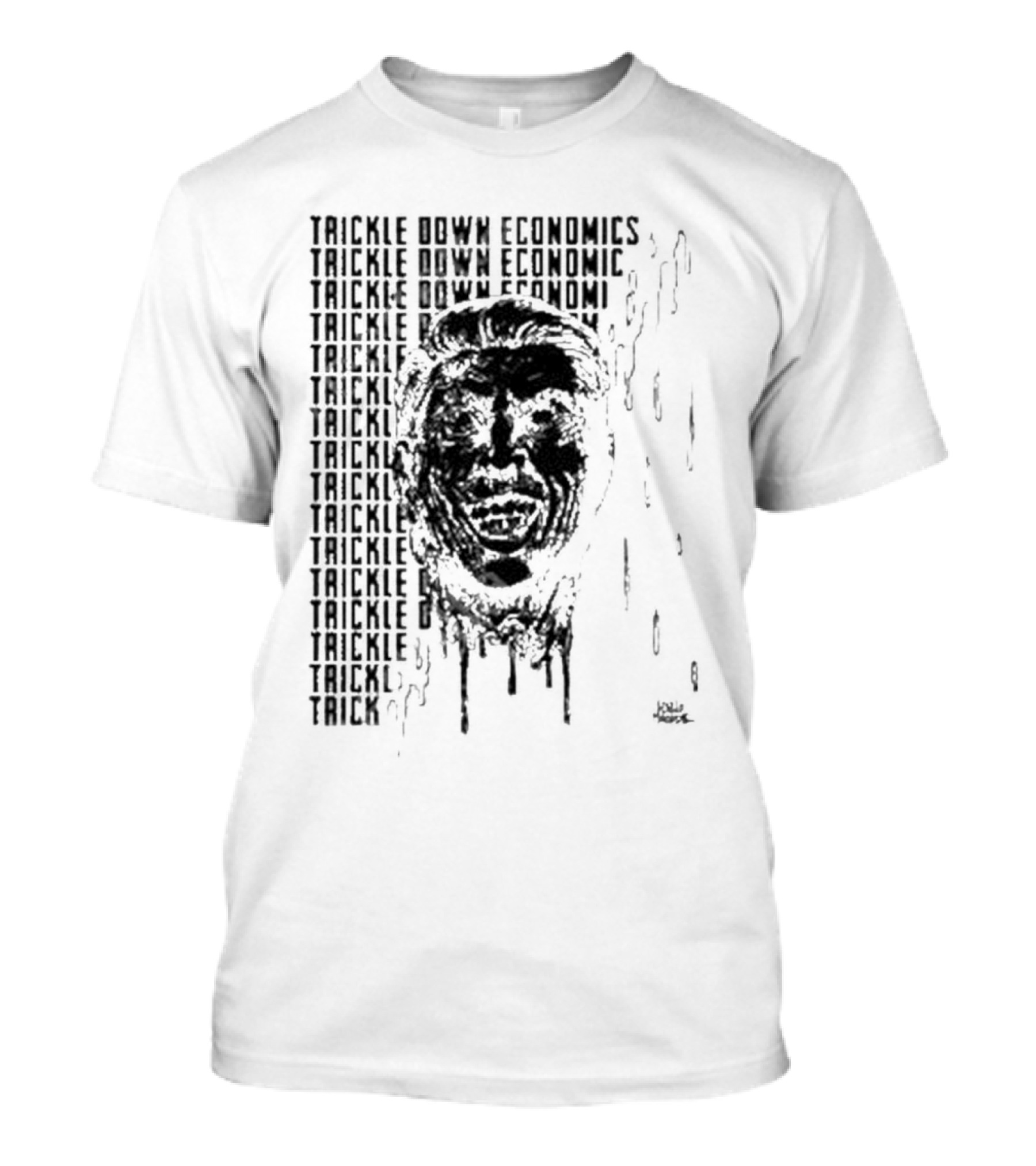 Punkwithacamera Trickle Down Economics Repeated Typography Dripping Face T-Shirt