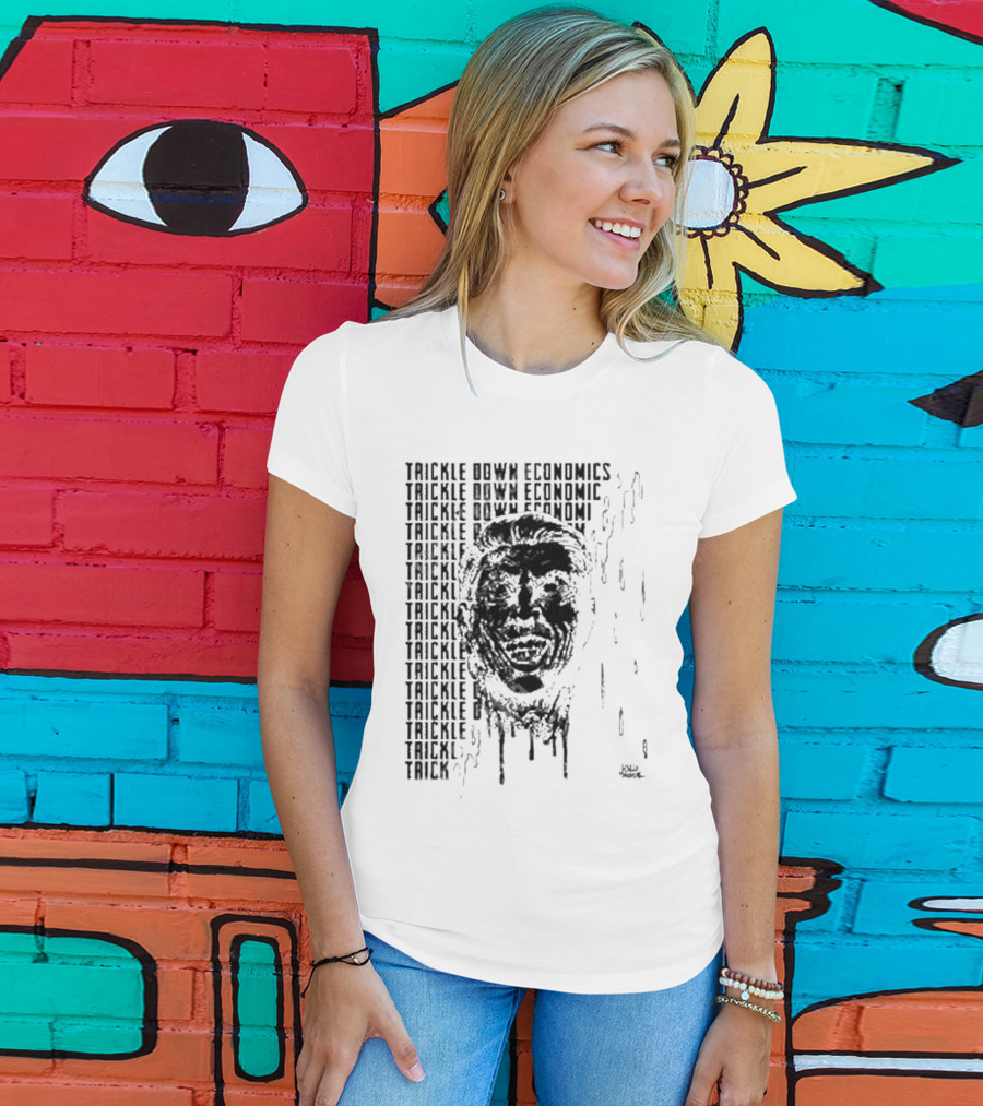 Punkwithacamera Trickle Down Economics Repeated Typography Dripping Face T-Shirt