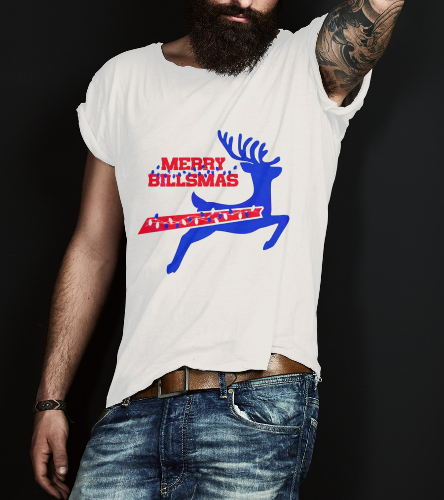 Merry Billsmas Reindeer Xmas Lights Buffalo T-Shirt