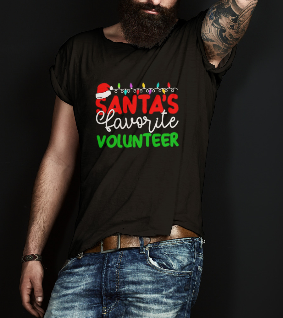 Santa's Favorite Volunteer Christmas Lights Hat T-Shirt