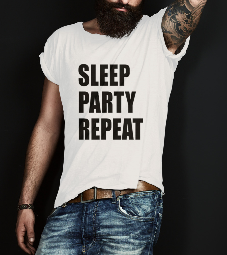 Sleep Party Repeat Slogan Black минималистичний дизайн T-Shirt