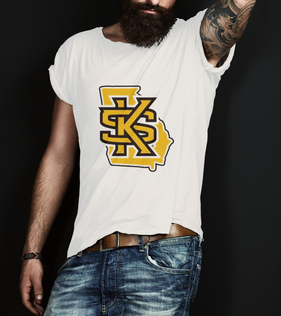 KSU Athletics Black And Gold Georgia Map T-Shirt