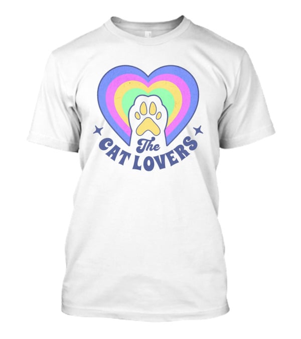 The Cat Lovers Paw In Rainbow Heart T-Shirt