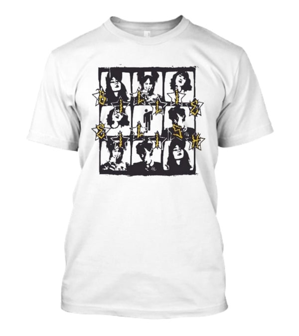 Billie Eilish Grid Yellow Text Boyfriend Fit Girls Photos T-Shirt