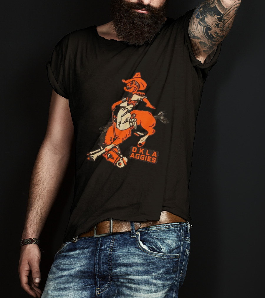 Oklahoma State Okla Aggies Cowboy Riding Horse T-Shirt