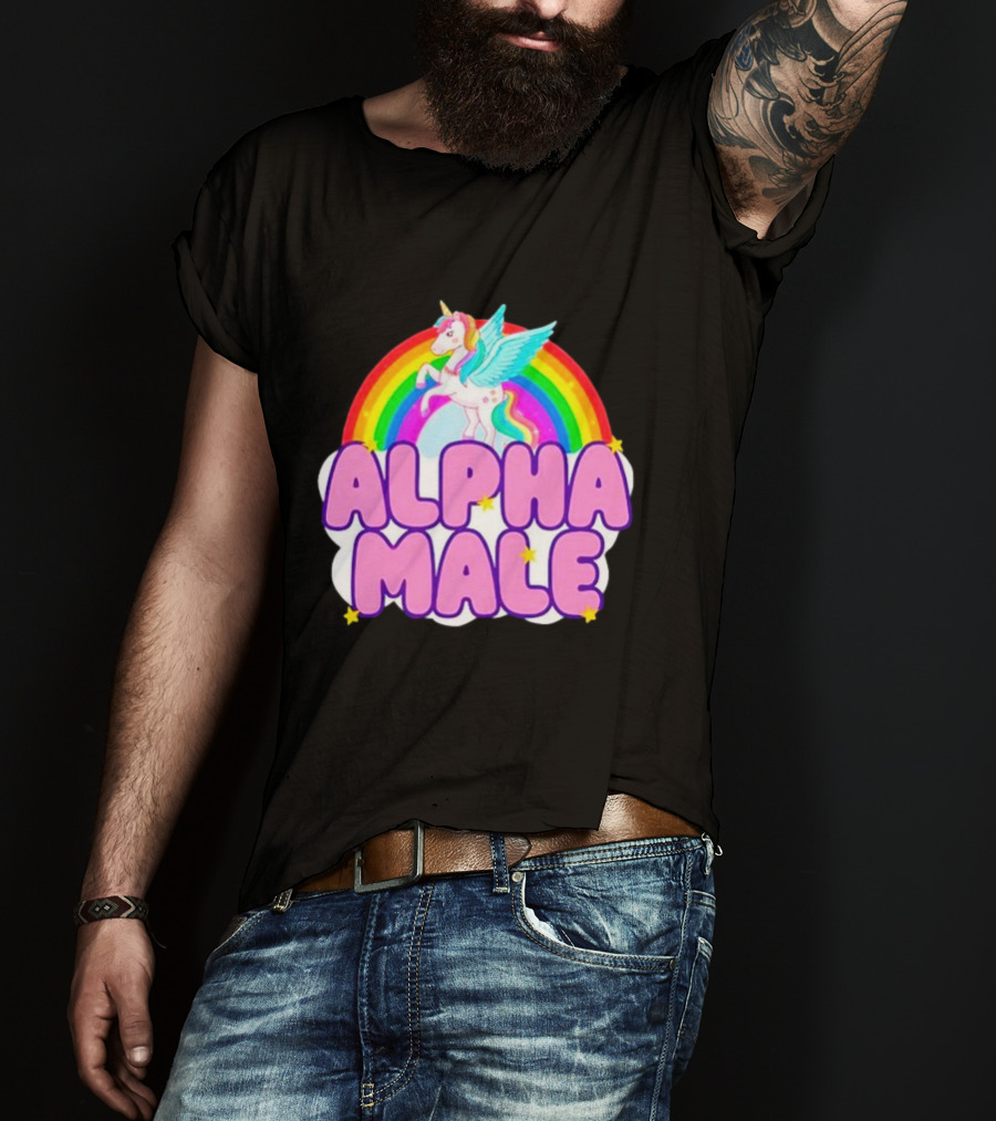Alpha Male Unicorn Rainbow Cloud T-Shirt