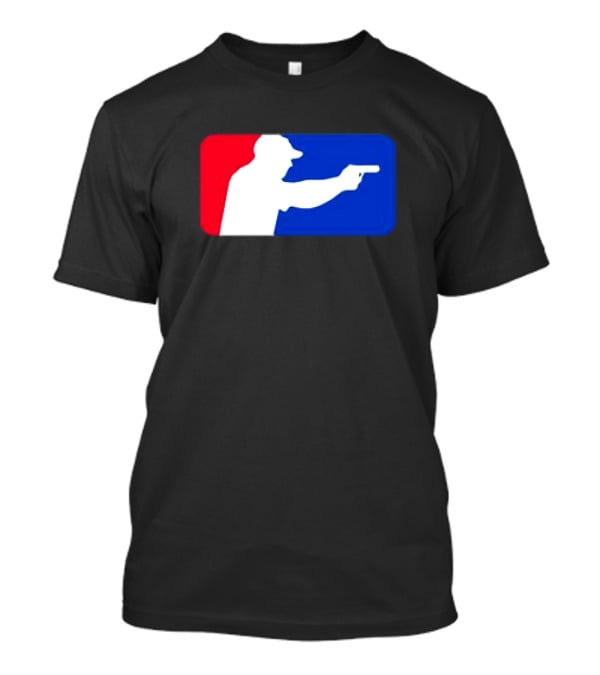 Major League Shooter Silhouette In Red White And Blue Rectangle T-Shirt