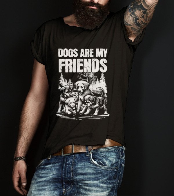 Dogs Are My Friends Puppy Forest Scene T-Shirt