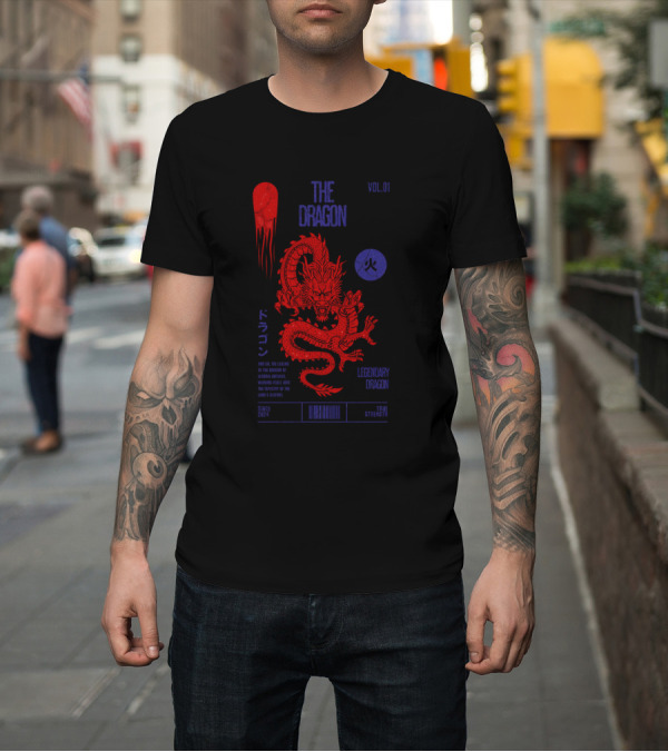 Shirt: The Dragon Vol. 01 Legendary Fire Dragon Kanji Spirit Top Sticker T-Shirt The Dragon Vol. 01 Legendary Fire Dragon Kanji Spirit Top Sticker T-Shirt