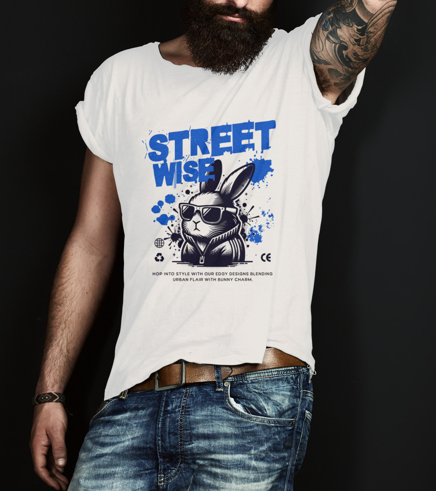 STREET WISE Urban Flair Bunny Charm Hip Hop T-Shirt