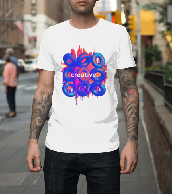 Shirt: Creative Vivid Rings with Abstract Waveforms T-Shirt Creative Vivid Rings with Abstract Waveforms T-Shirt