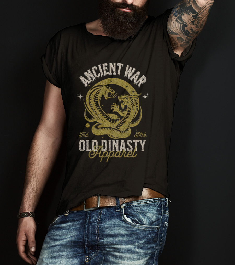 Ancient War Old Dinasty Apparel Dragon And Snake Fighting T-Shirt