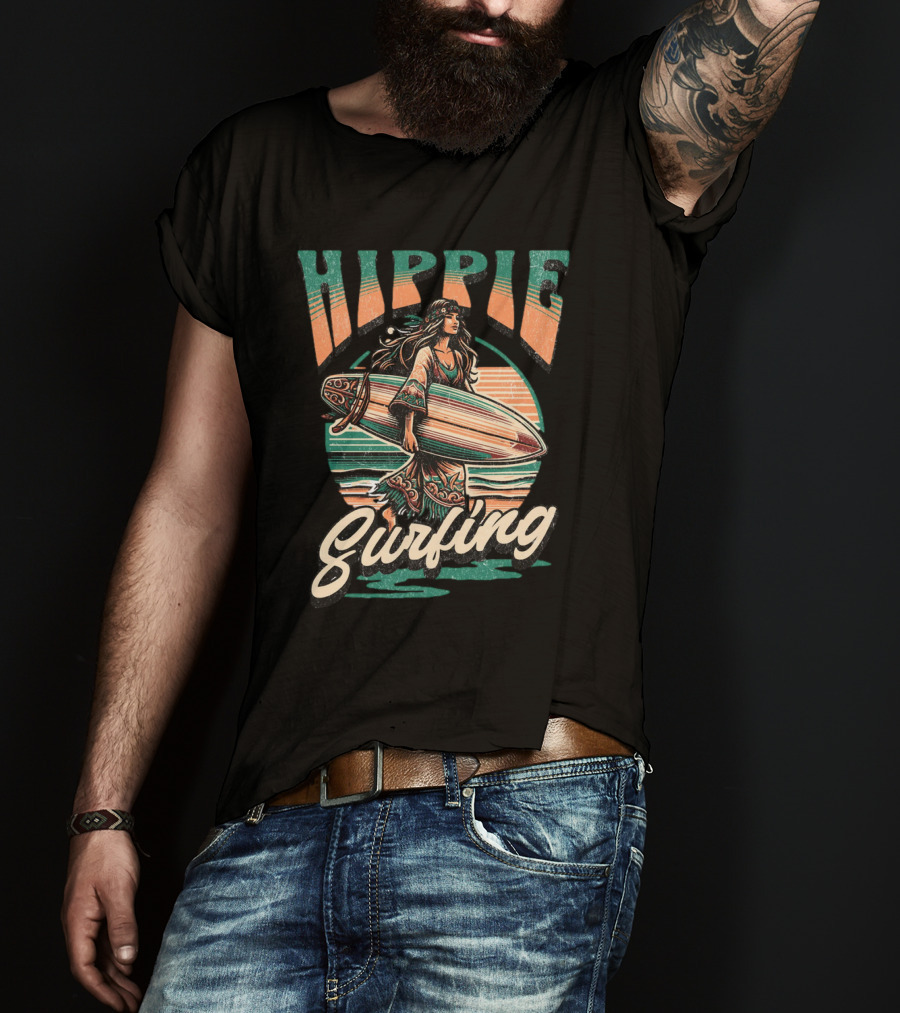 Hippie Surfing Retro Wave Sunset Vibes T-Shirt