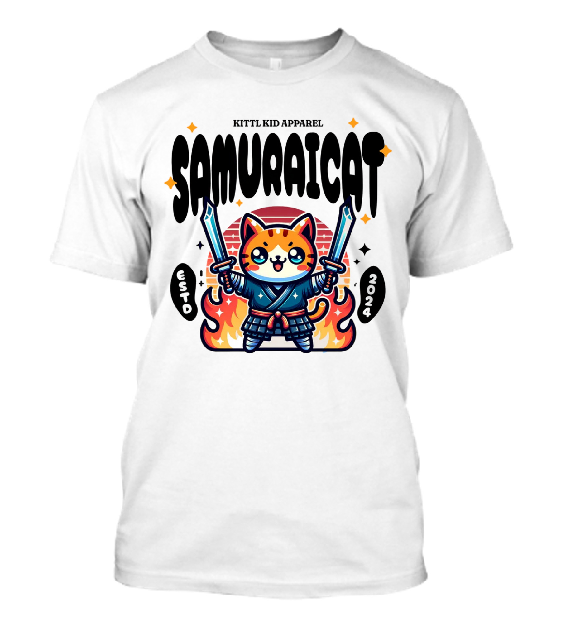 Kittl Kid Apparel Samurai Cat Estd T-Shirt