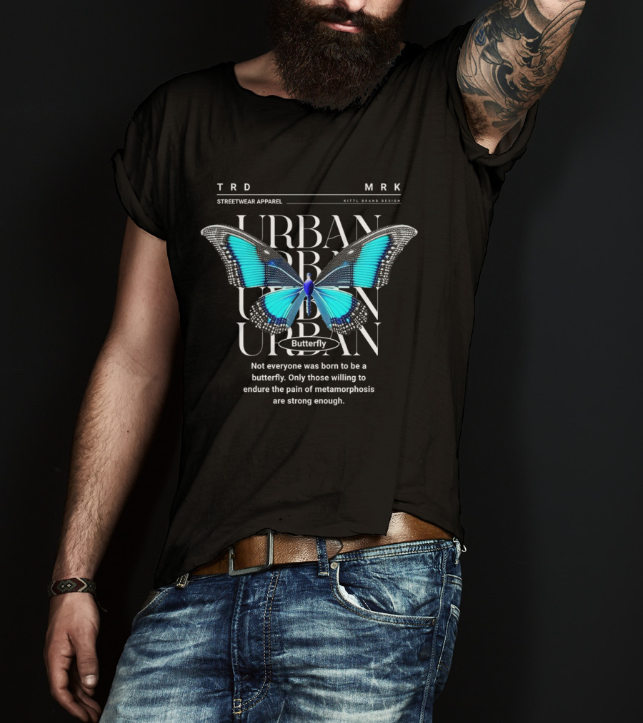 TRD MRK Streetwear Apparel Urban Butterfly Metamorphosis Kittl Brand T-Shirt