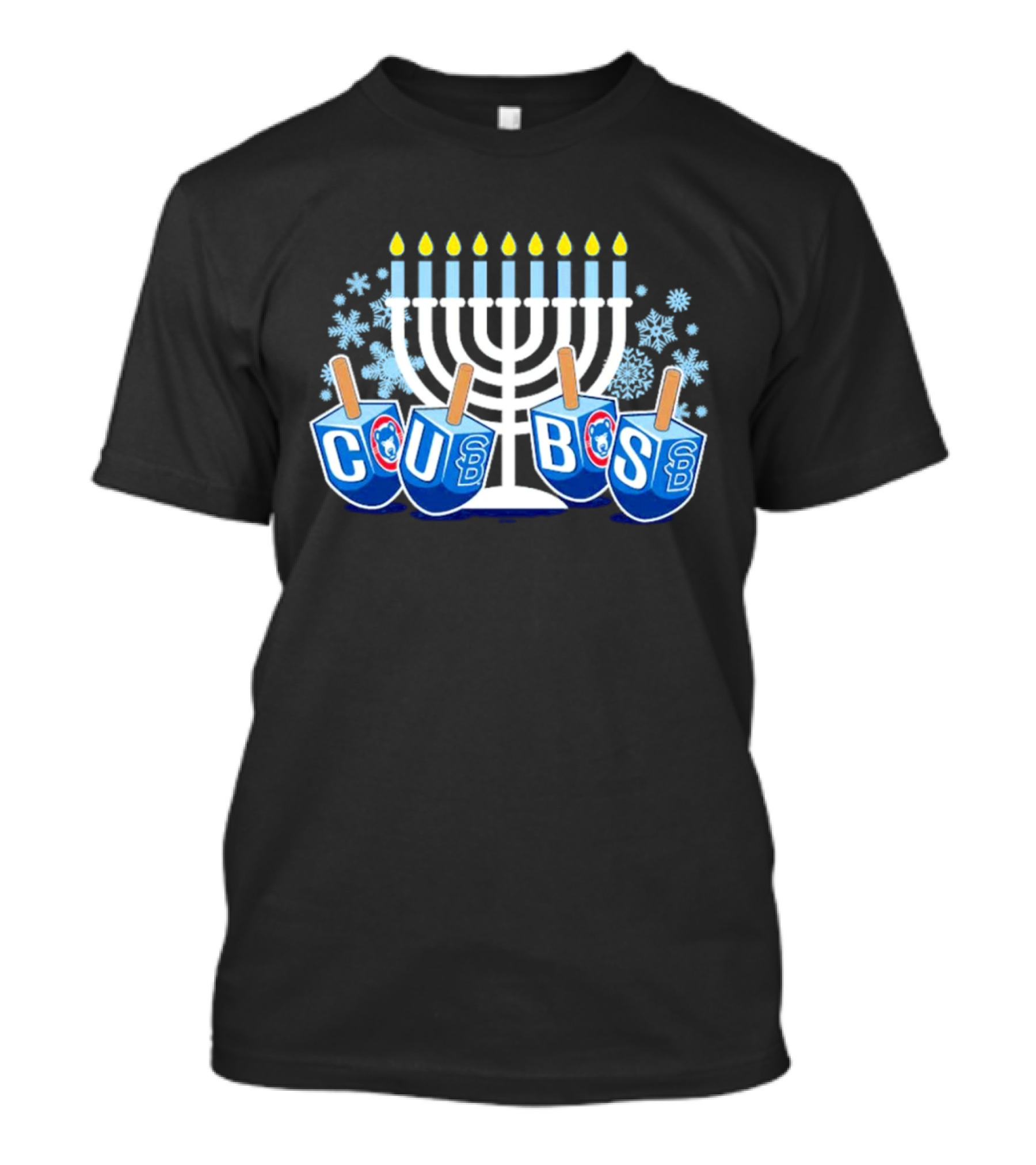 Chicago Cubs Hanukkah Celebration Menorah Dreidel Snowflakes T-Shirt