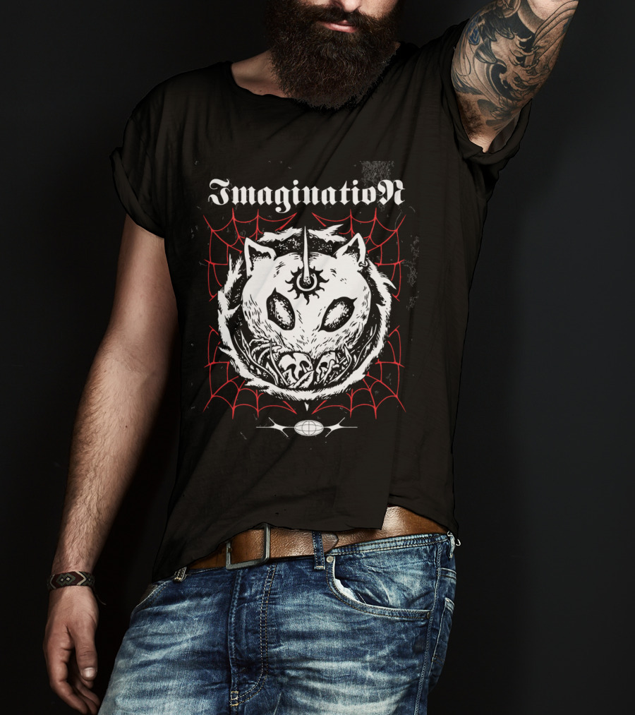 Imagination Fantasy Beast With Unicorn Horn And Spider Webs T-Shirt