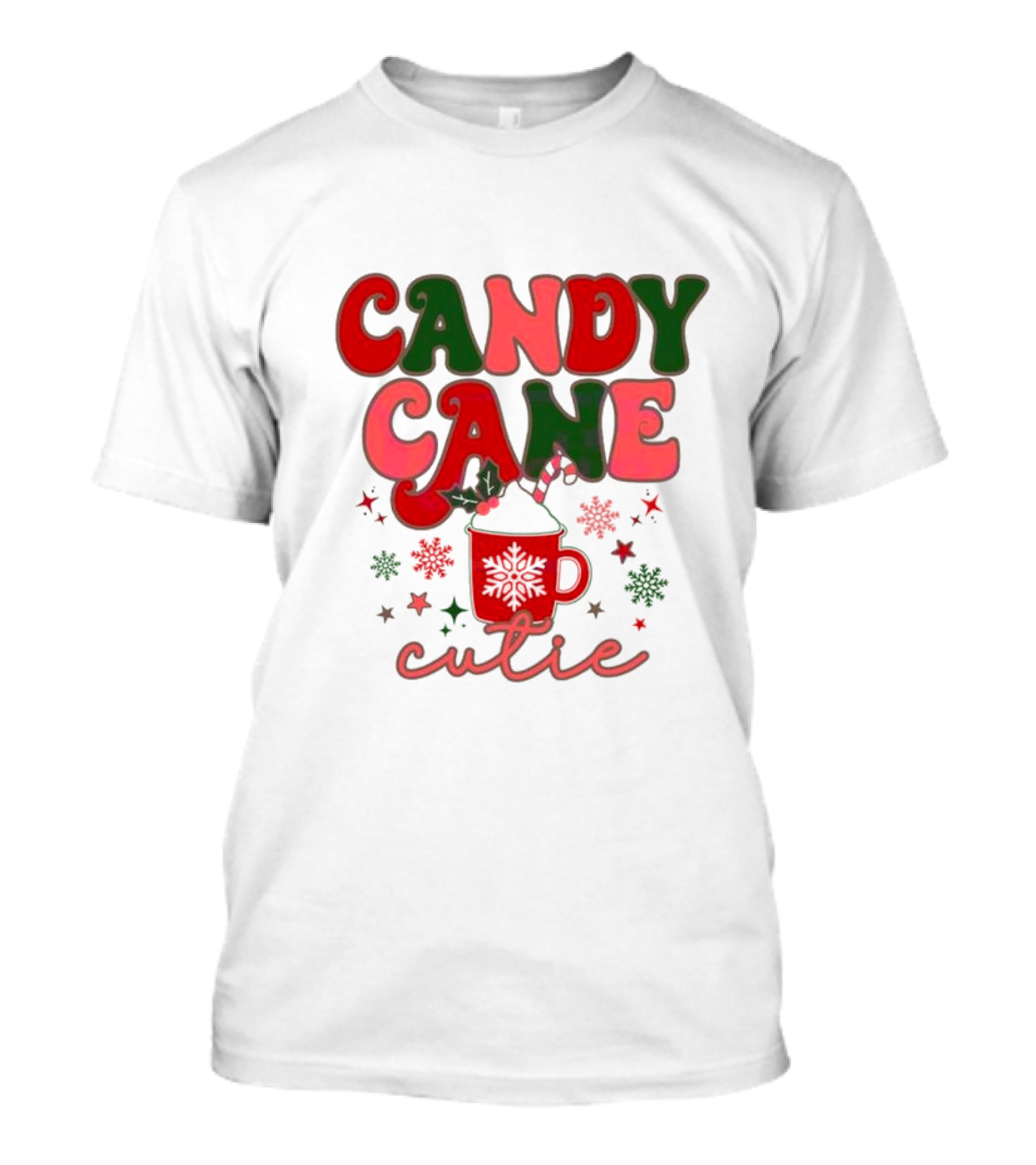 Candy Cane Cutie Mug Cocoa Holiday Oatmeal Natural T-Shirt