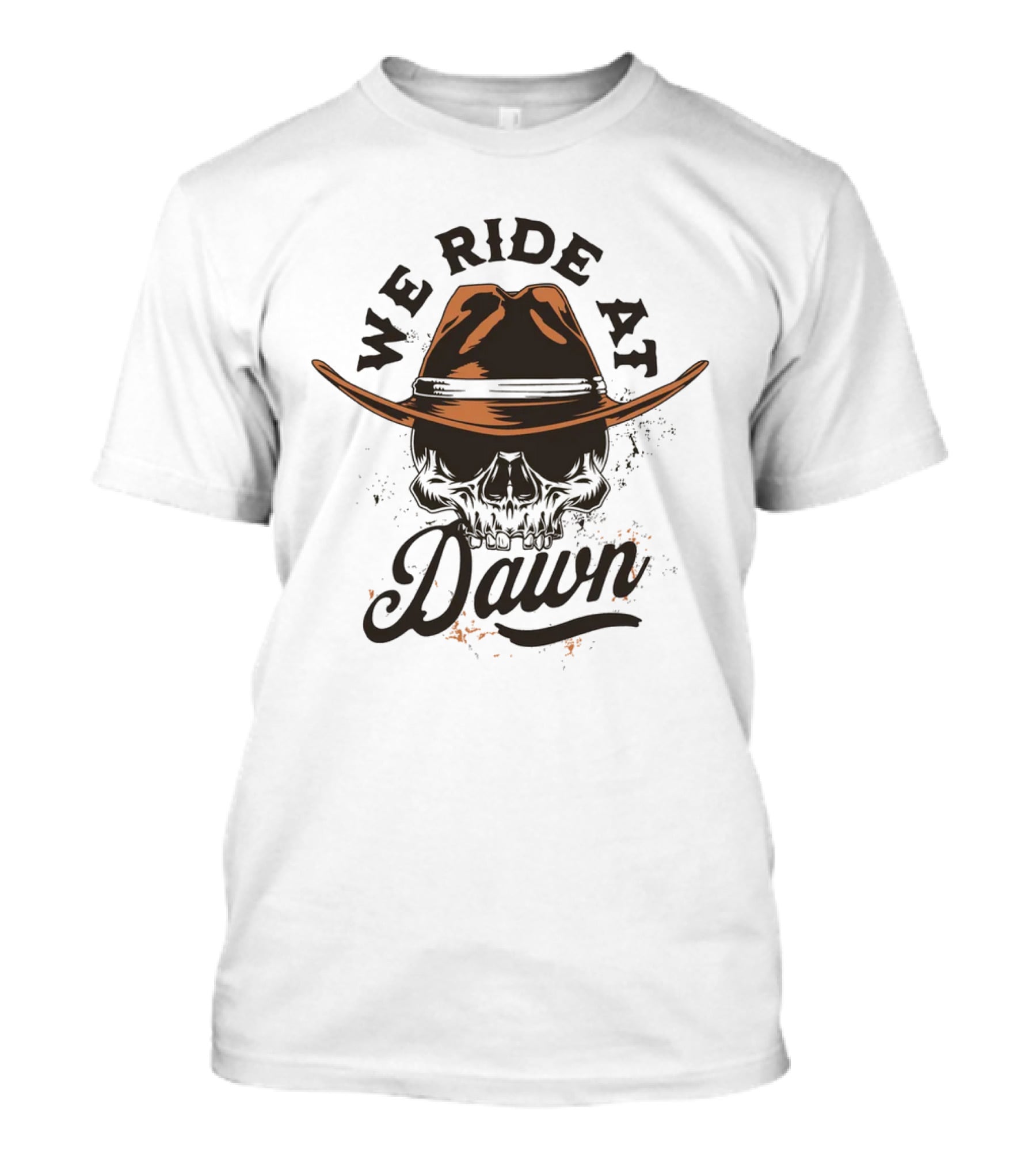We Ride At Dawn Vintage Skull Western T-Shirt