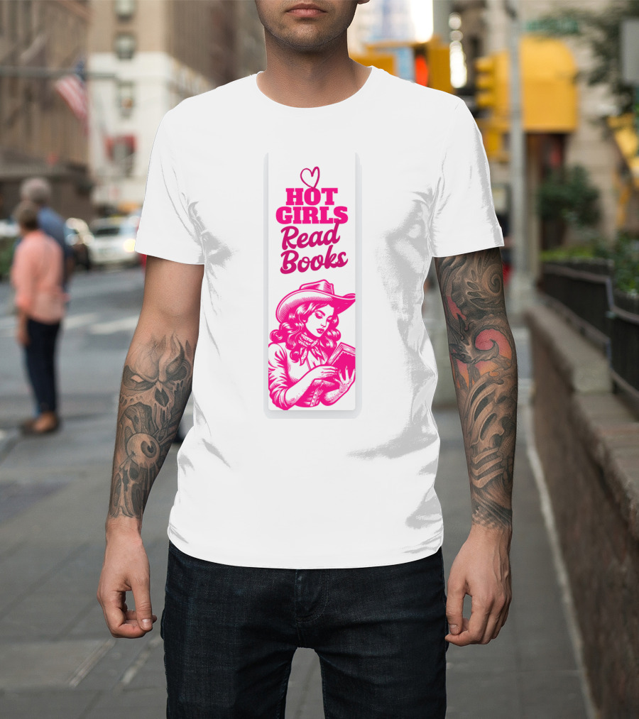Hot Girls Read Books Cool Vintage Bookmark T-Shirt