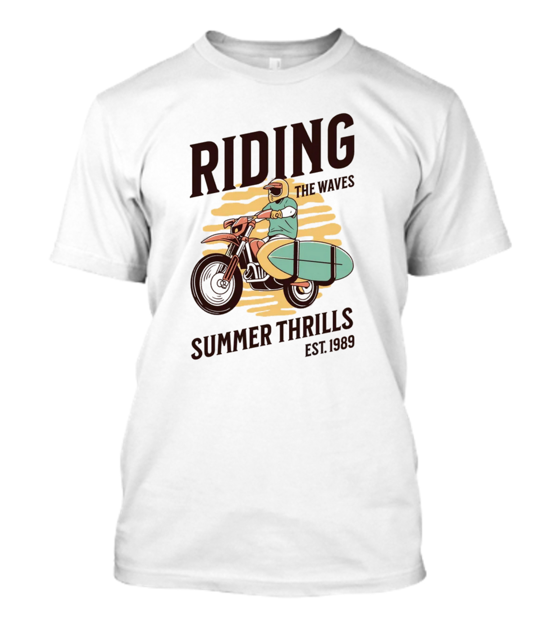RIDING THE WAVES SUMMER THRILLS EST. 1989 T-Shirt