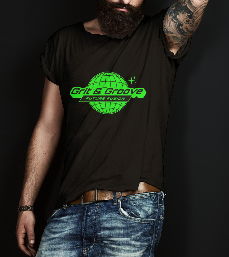 Grit And Groove Future Fusion Global Neon Green Sphere T-Shirt