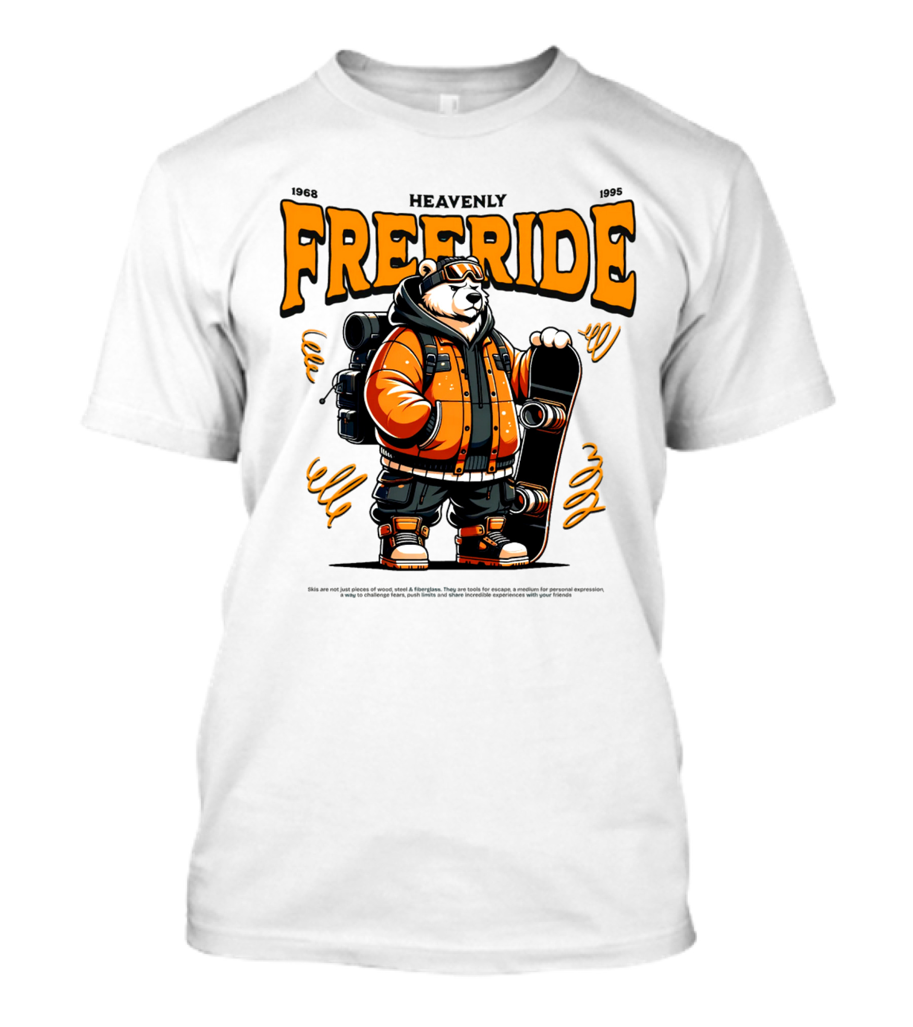 HEAVENLY FREERIDE Polar Bear Snowboard 1968 1995 T-Shirt