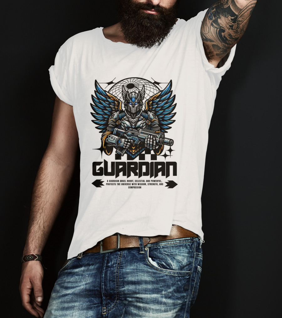 Guardian Angel Robot Celestial And Powerful Protects The Universe With Wisdom Strength And Compassion T-Shirt