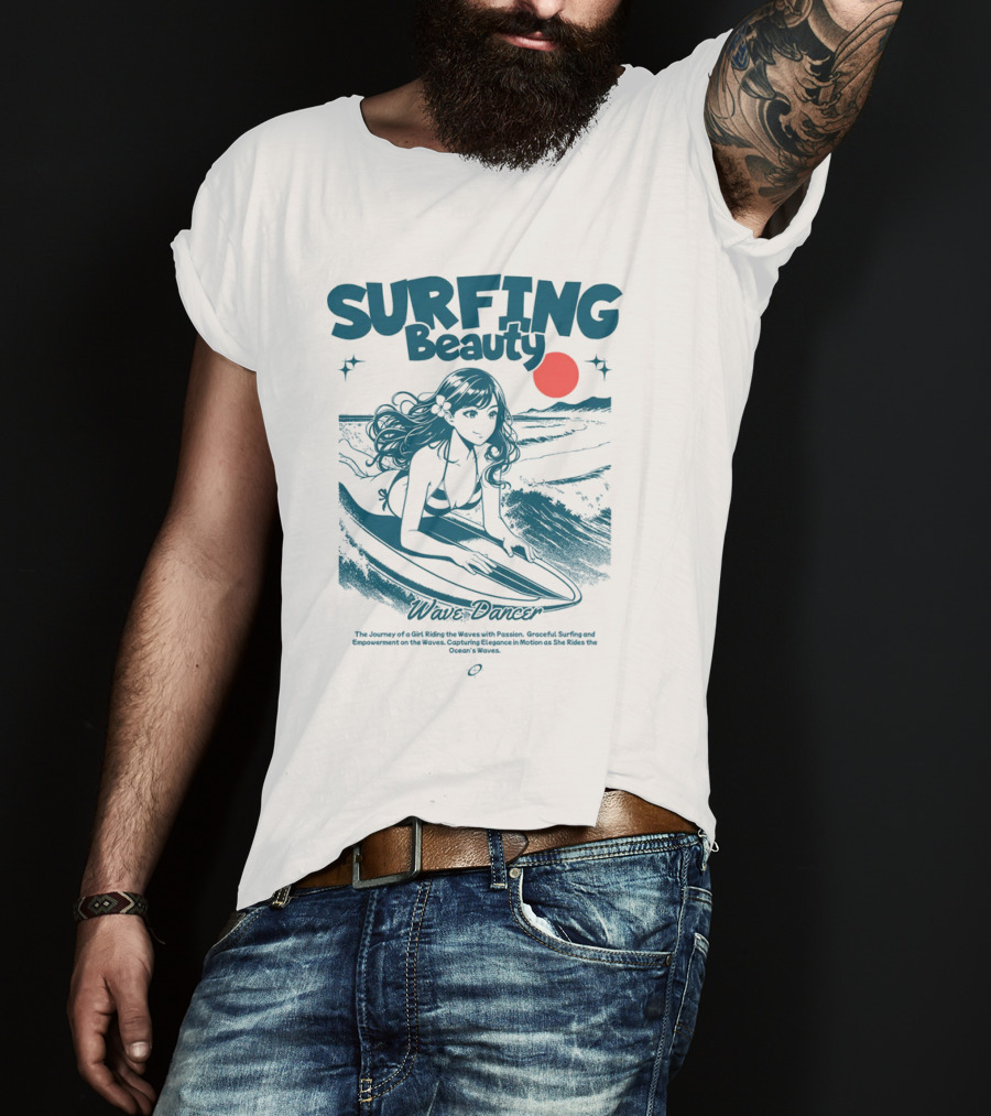 SURFING Beauty Wave Dancer Ocean's Waves Passion Graceful Surfing Empowerment Elegant Motion T-Shirt