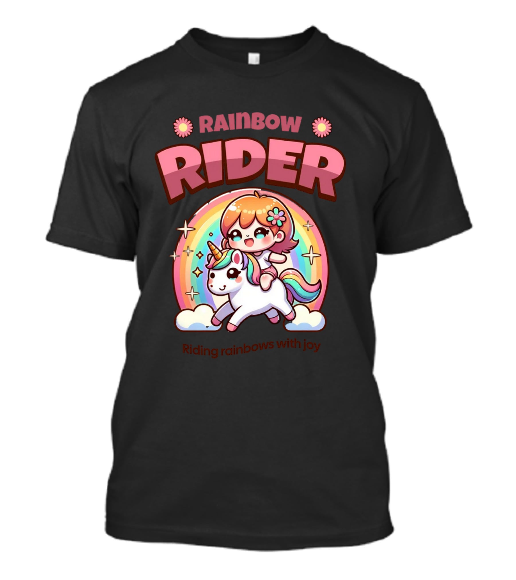 Rainbow Rider Riding Rainbows With Joy T-Shirt