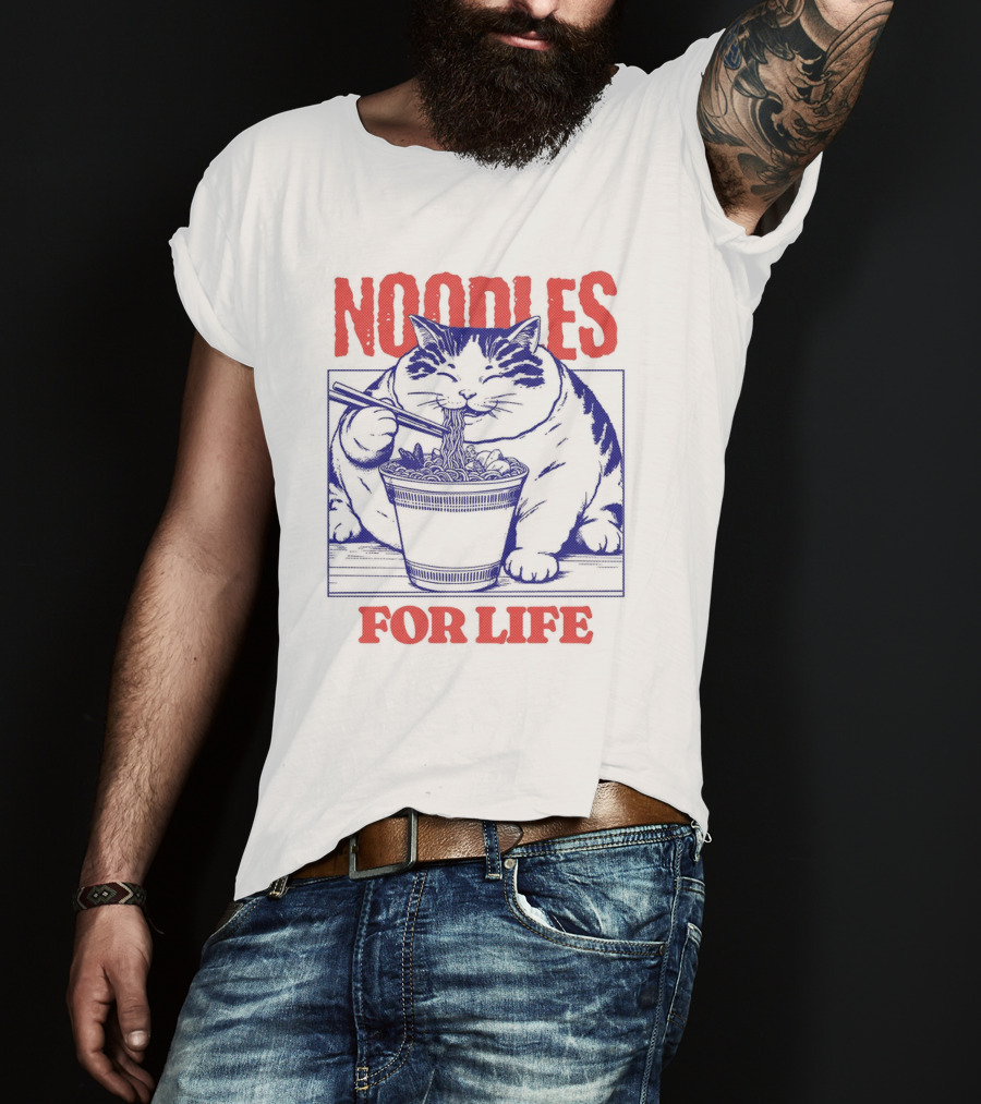 Noodles For Life Cat Eating Ramen T-Shirt