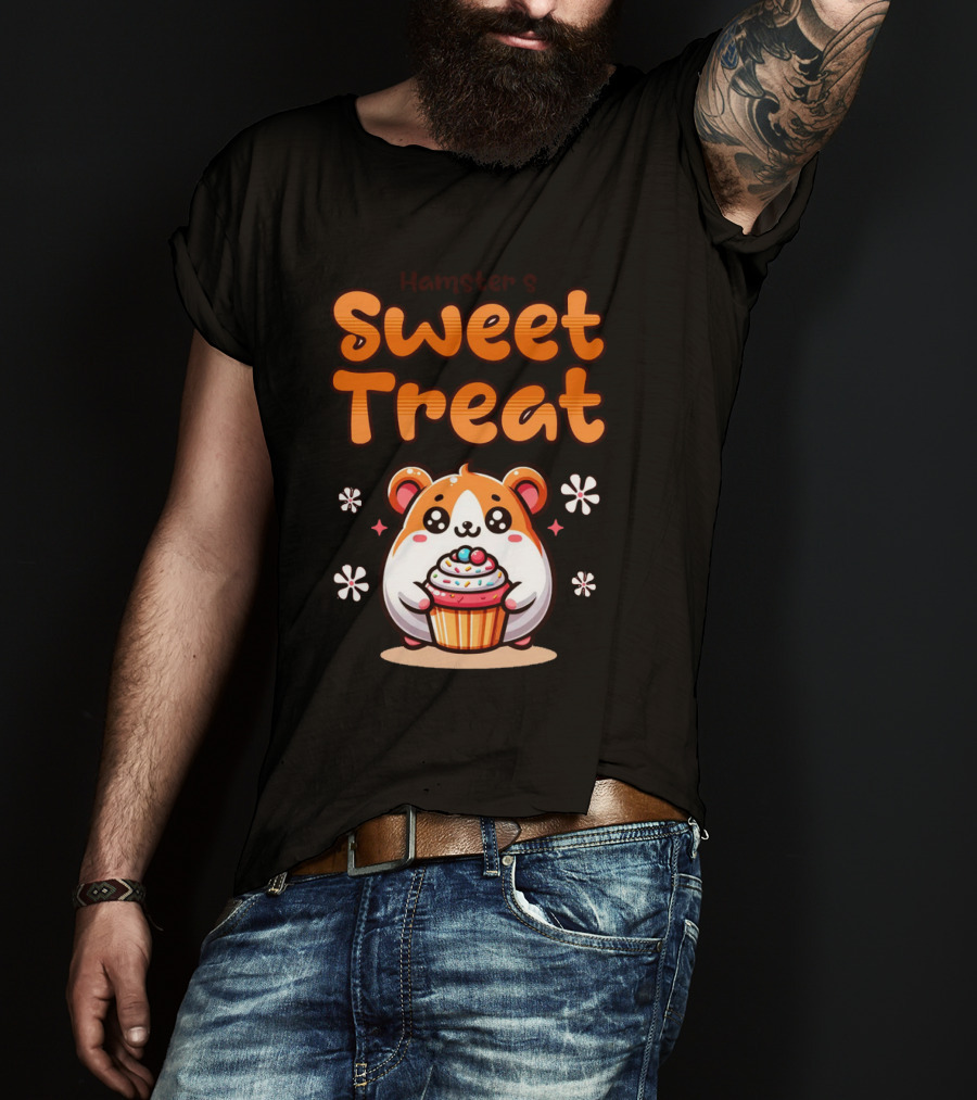 Hamster's Sweet Treat Cupcake Cute Creamy Delight T-Shirt
