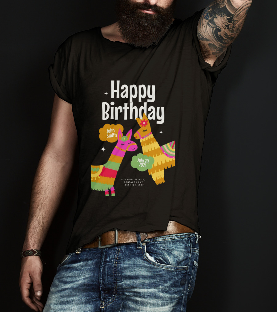 Happy Birthday John Smith Llamas July 20 2025 T-Shirt