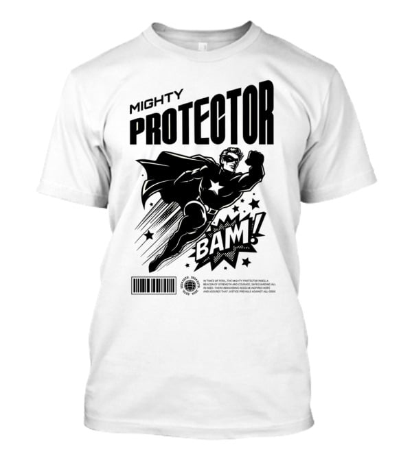 Mighty Protector BAAM Retro Comic Style Superhero T-Shirt