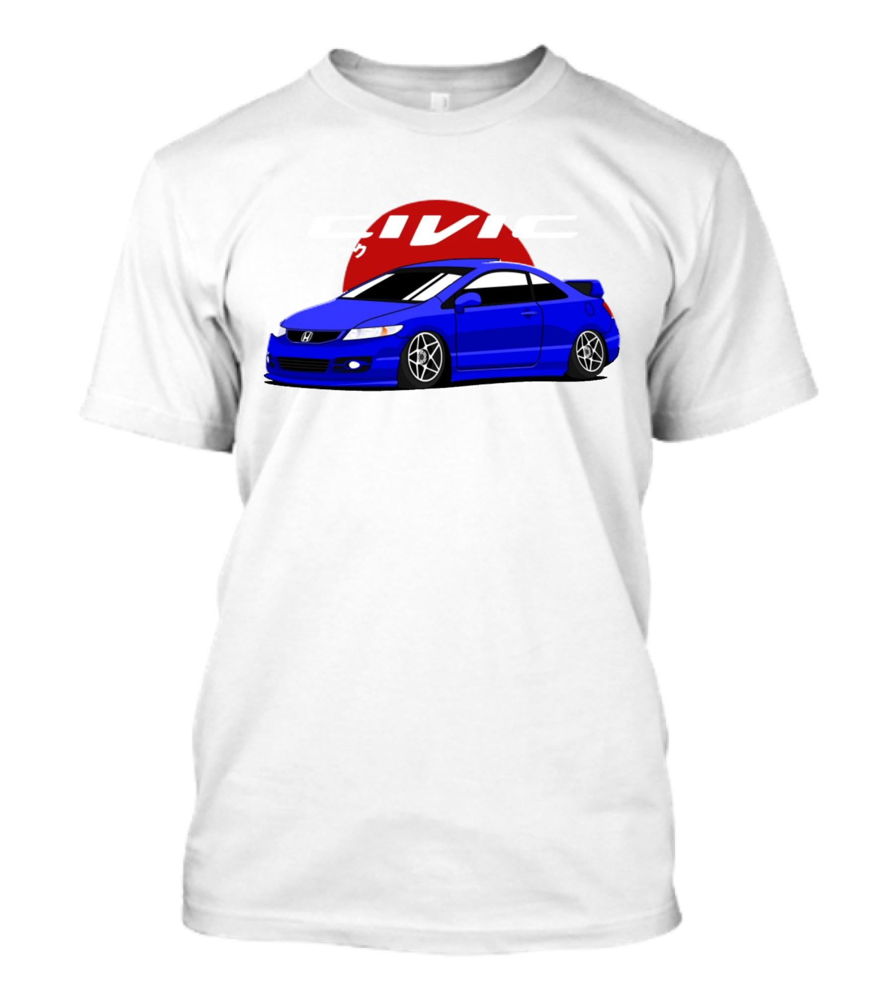 Civic SI JDM Cars Blue Honda With Japanese Characters T-Shirt