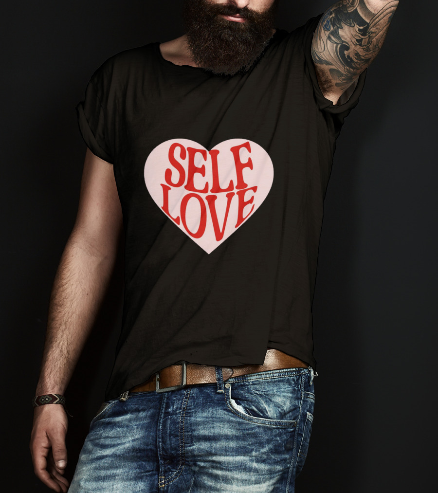 SELF LOVE Heart Retro Bold Typography T-Shirt