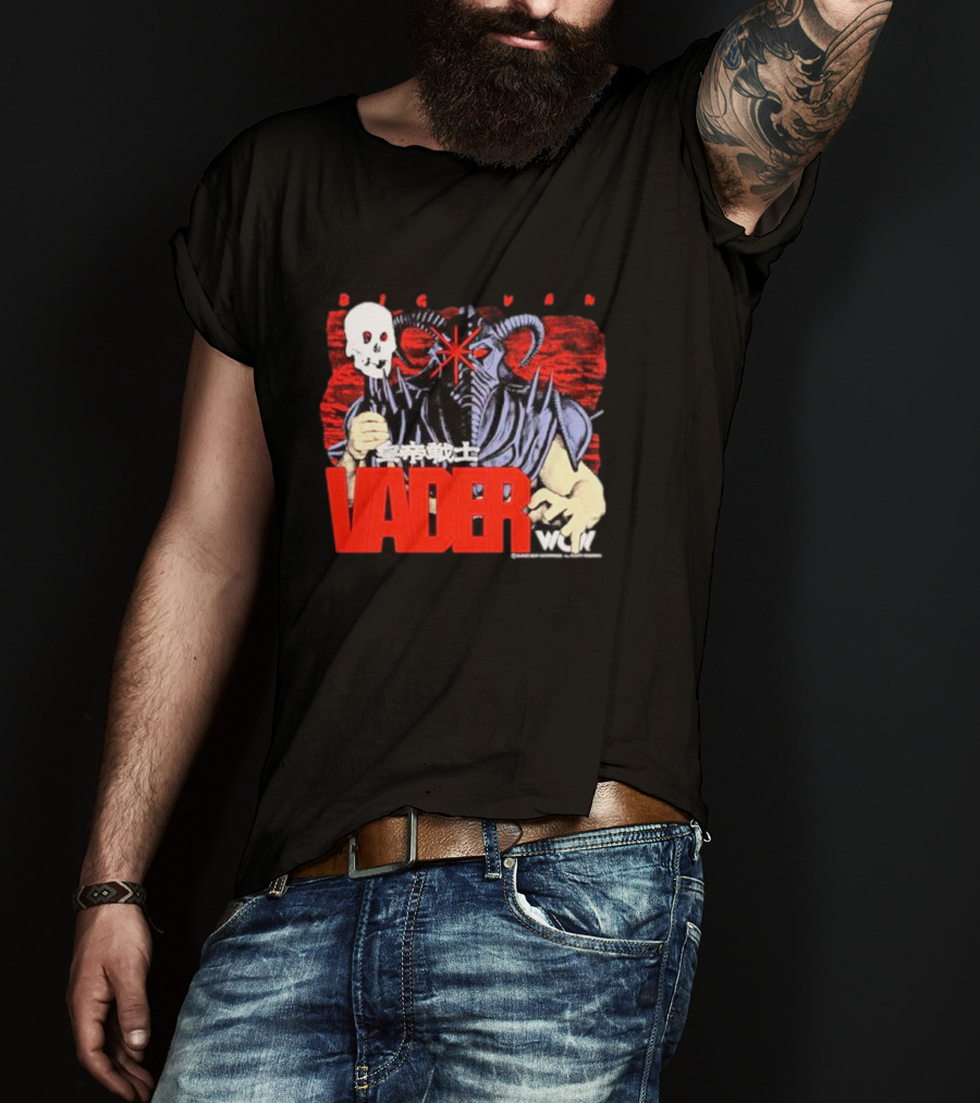 Big Van Vader WCW Skull Mask Japanese Text T-Shirt