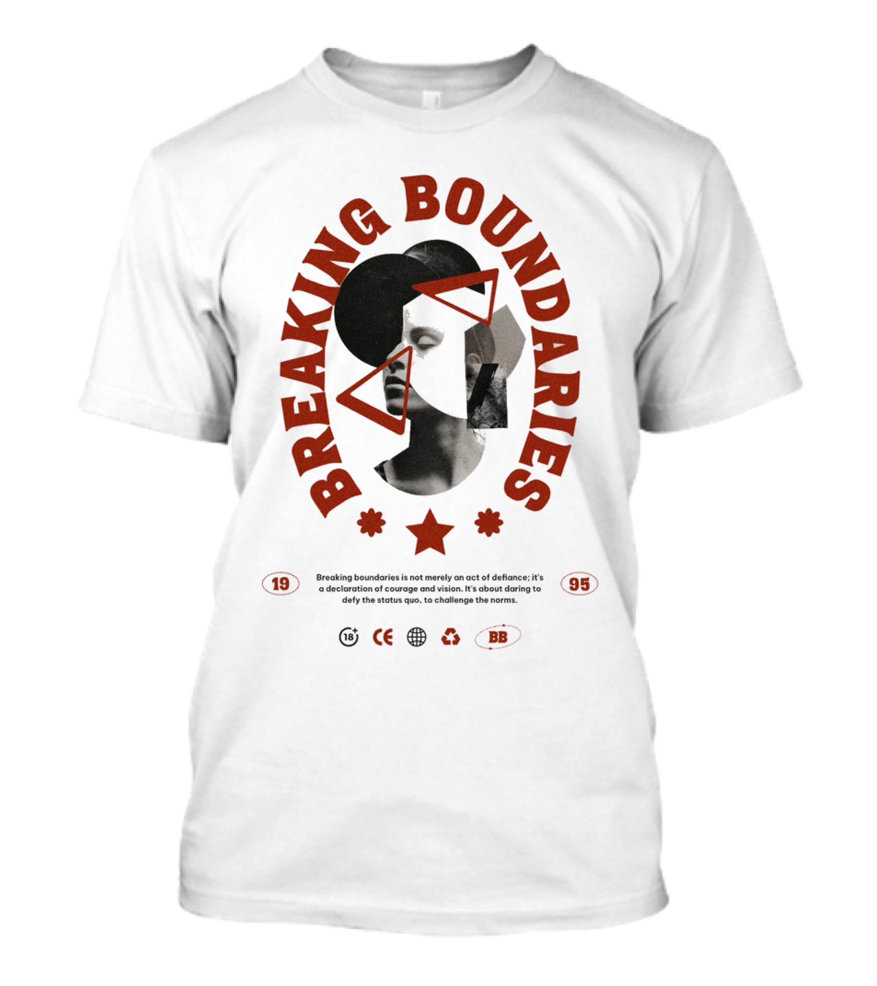 Breaking Boundaries 1995 Triangles Stars Collage T-Shirt