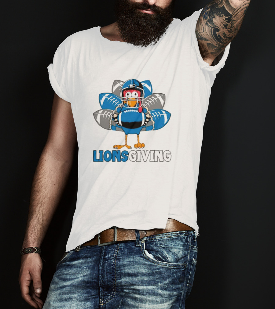 Lionsgiving Detroit Lions Thanksgiving Turkey Football T-Shirt