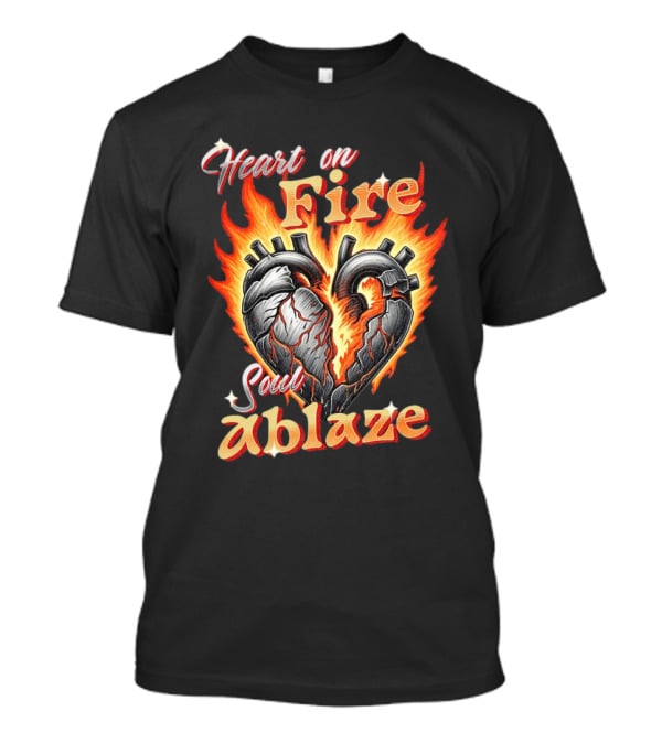 Heart On Fire Soul Ablaze Fiery Heart T-Shirt