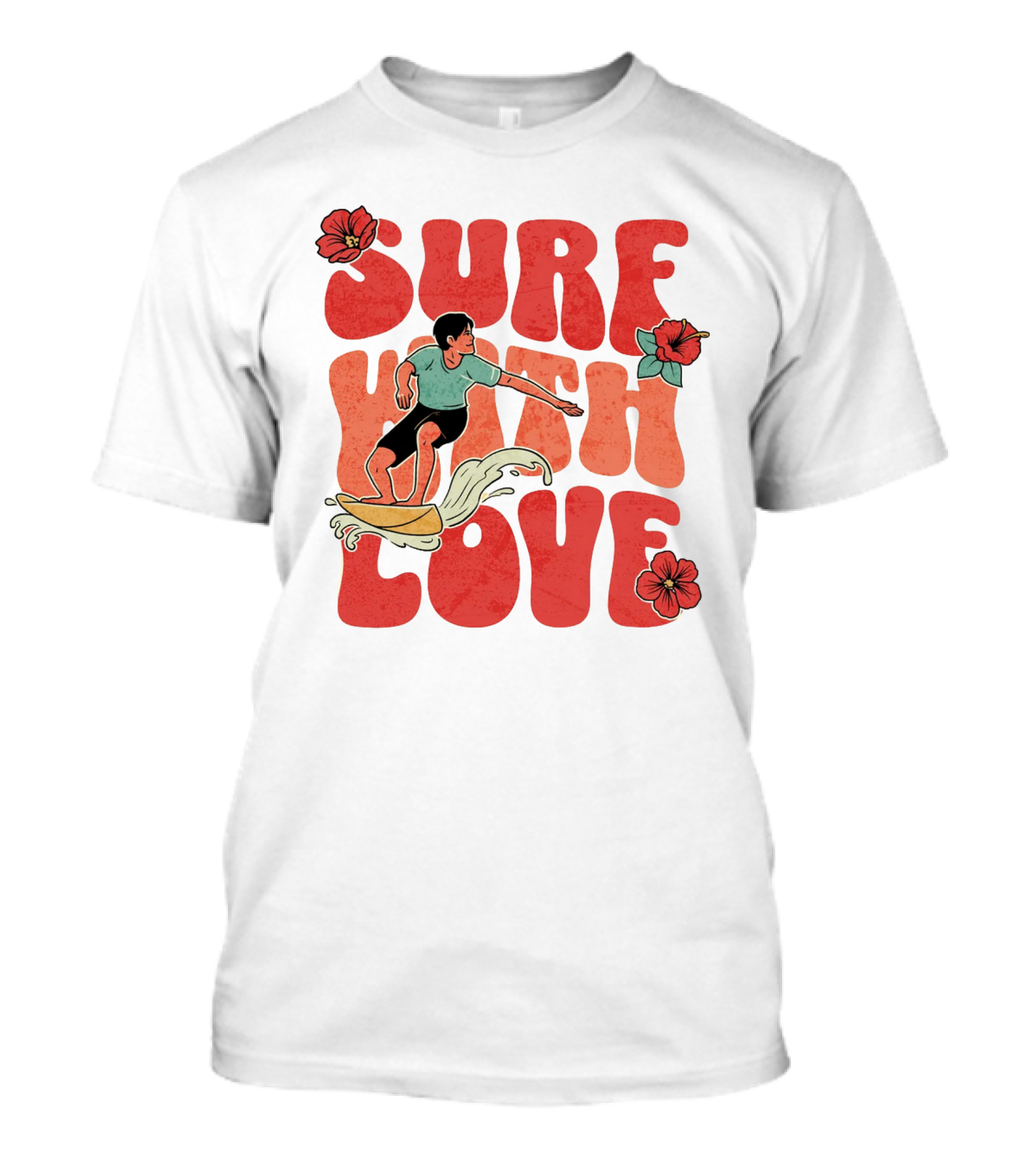 Surf With Love Hibiscus Wave Rider T-Shirt