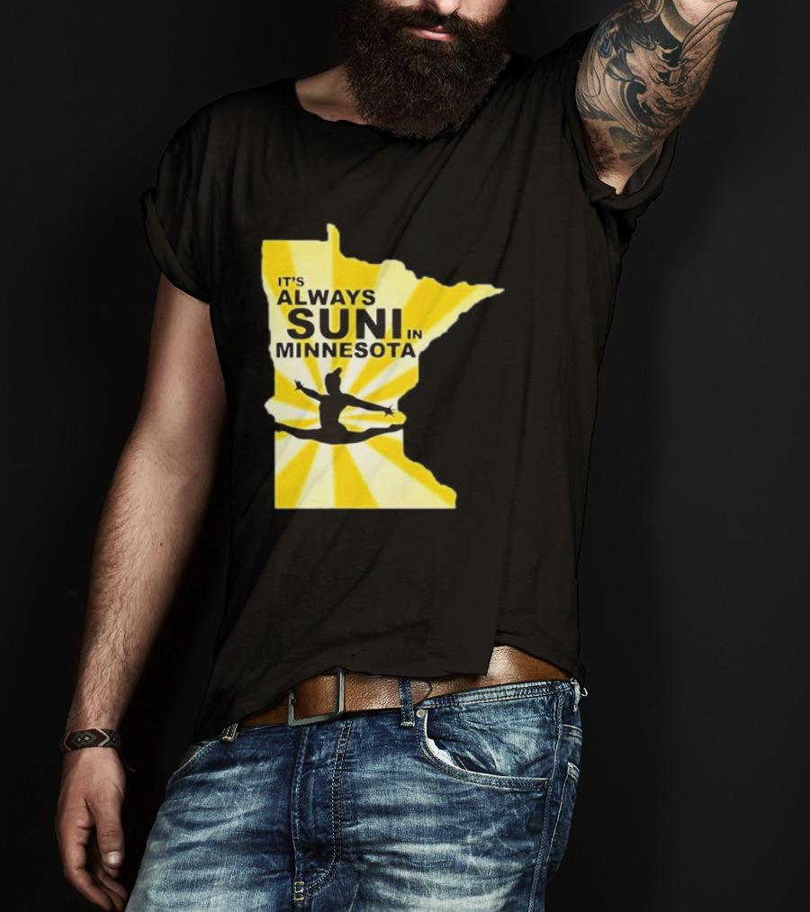 It's Always Suni In Minnesota Gymnastics Silhouette State Outline T-Shirt